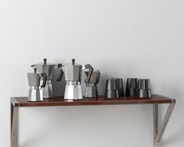 Assorted Moka Pots and Cups Display 3D модель