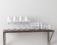 Assorted Glassware Collection on Shelf 3d model