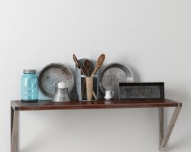 Rustic Kitchen Shelf Decor 3D 모델 