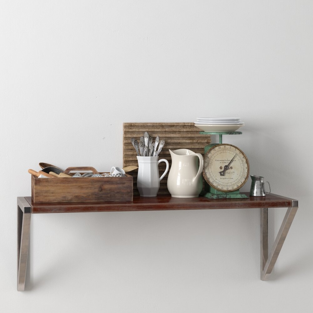 Rustic Kitchen Shelf Decor 02 3Dモデル