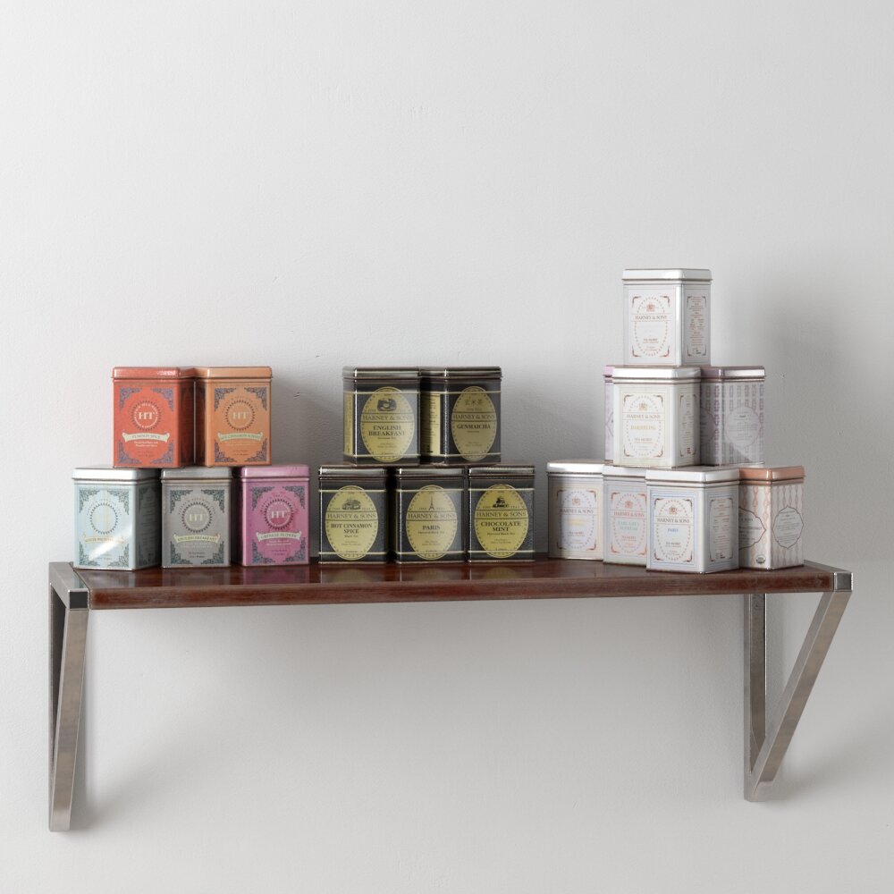 Elegant Assorted Tea Tin Collection Modello 3D