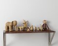 Wooden Animal Figurines Display 3d model
