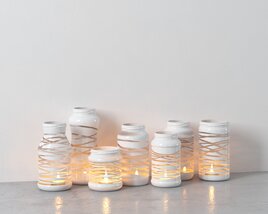 Twine-Wrapped Jar Lights Modèle 3D