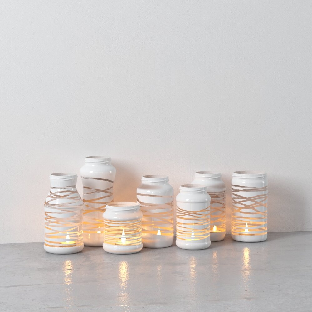 Twine-Wrapped Jar Lights Modello 3D