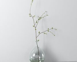 Minimalist Vase with Sprigs Modèle 3D