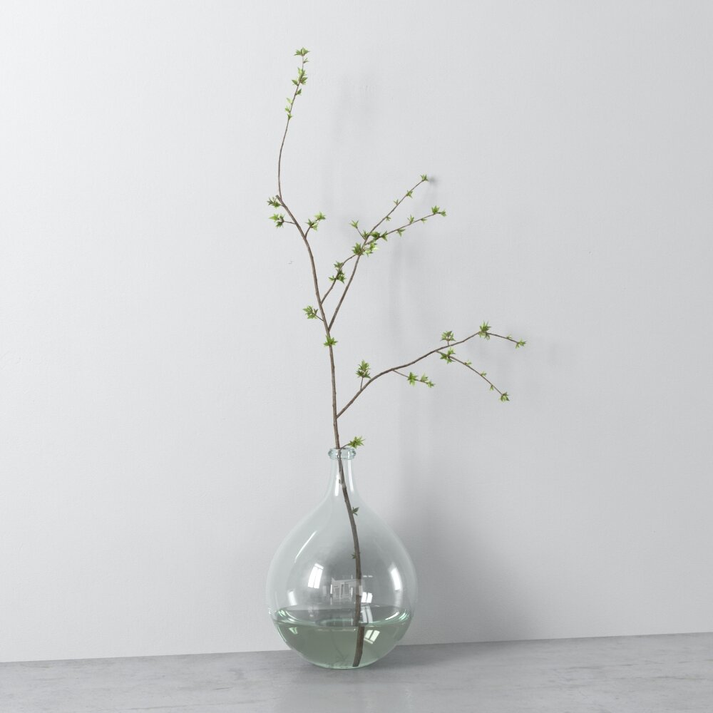 Minimalist Vase with Sprigs 3D модель