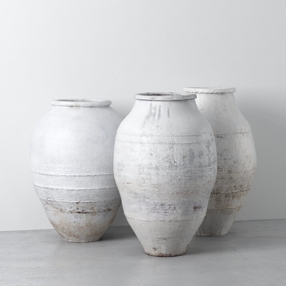 Rustic White Vases 3d model