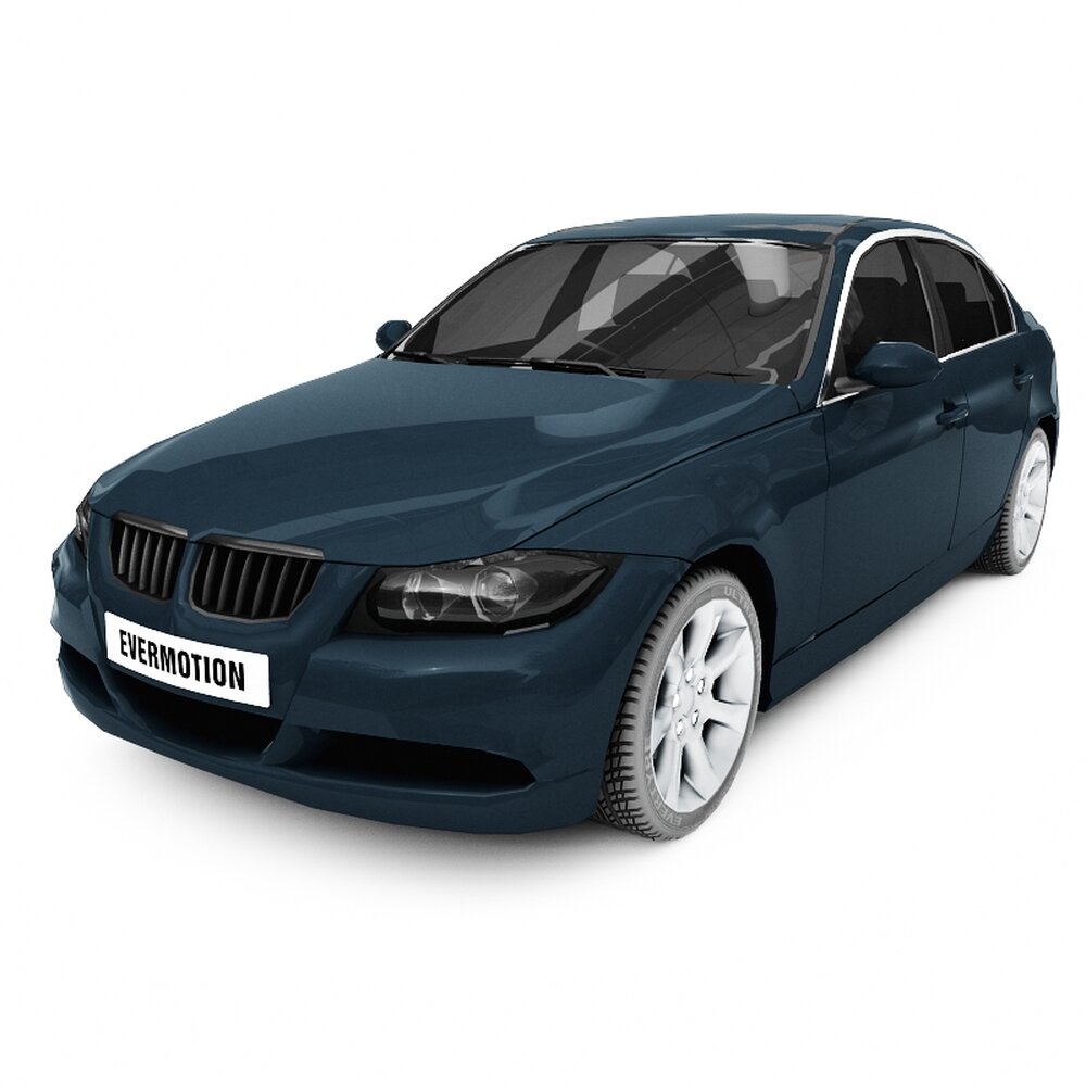 Sleek Blue Sedan 3D-Modell
