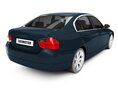 Sleek Blue Sedan 3D-Modell Rückansicht