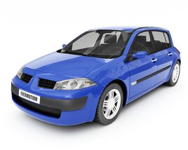 Blue Compact Car Modelo 3d