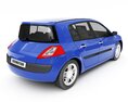 Blue Compact Car 3D-Modell Rückansicht