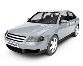 Sleek Silver Sedan 3D-Modell