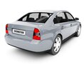 Sleek Silver Sedan Modello 3D vista posteriore