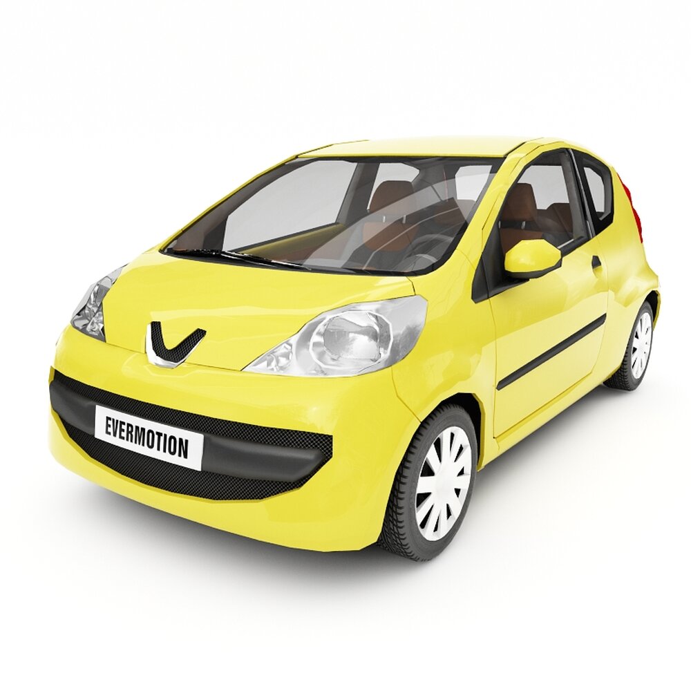 Compact Yellow Hatchback Car 3D 모델 