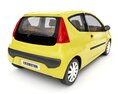 Compact Yellow Hatchback Car 3d model back view