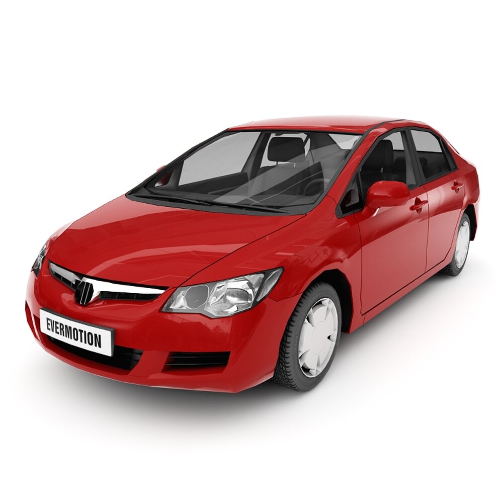 Red Sedan Car 3D模型