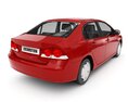 Red Sedan Car 3d model back view