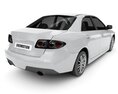 White Modern Sedan 3D 모델  back view