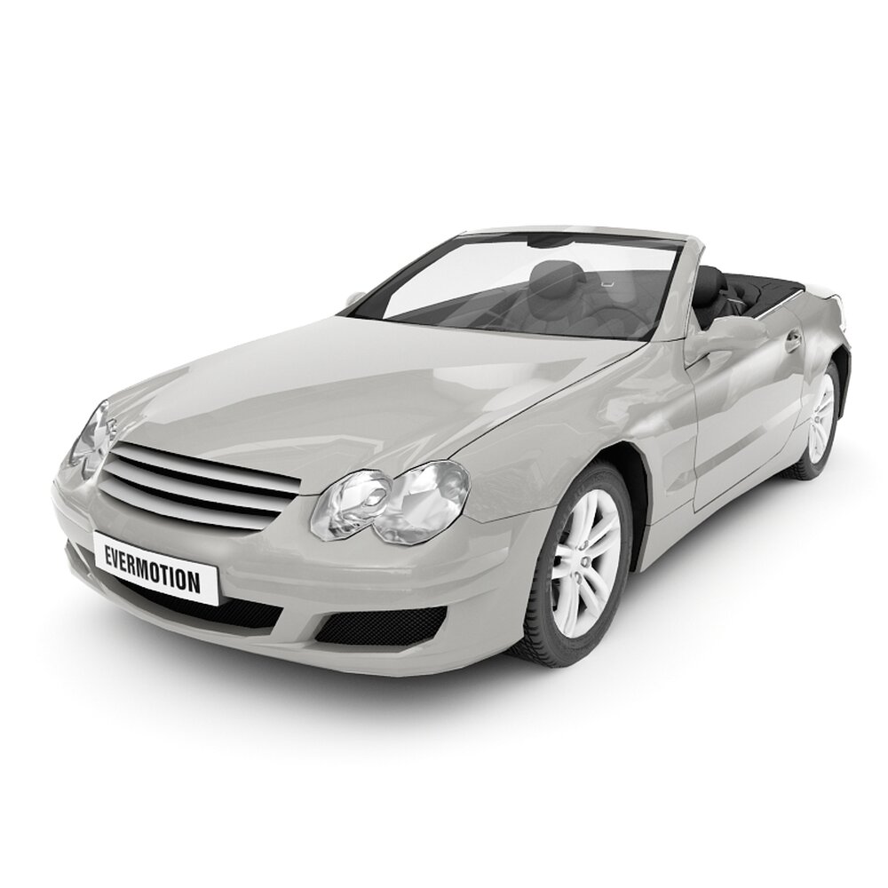 Silver Convertible Car 3D模型