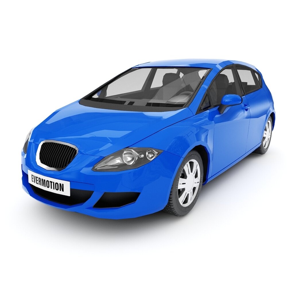 Blue Hatchback Car 3D模型