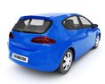 Blue Hatchback Car 3d model back view