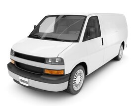 White Cargo Van Modello 3D