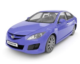 Blue Sedan Vehicle 3D 모델 