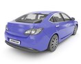 Blue Sedan Vehicle 3D模型 后视图