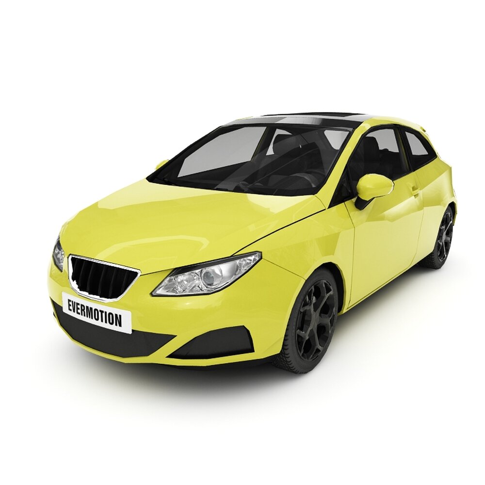 Yellow Compact Car 3Dモデル