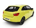 Yellow Compact Car 3d model back view