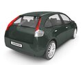 Sleek Green Sedan 3D-Modell Rückansicht