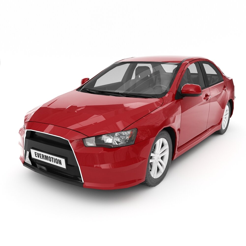 Red Sedan Car 02 3D 모델 