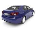 Blue Sports Coupe 3D 모델  back view