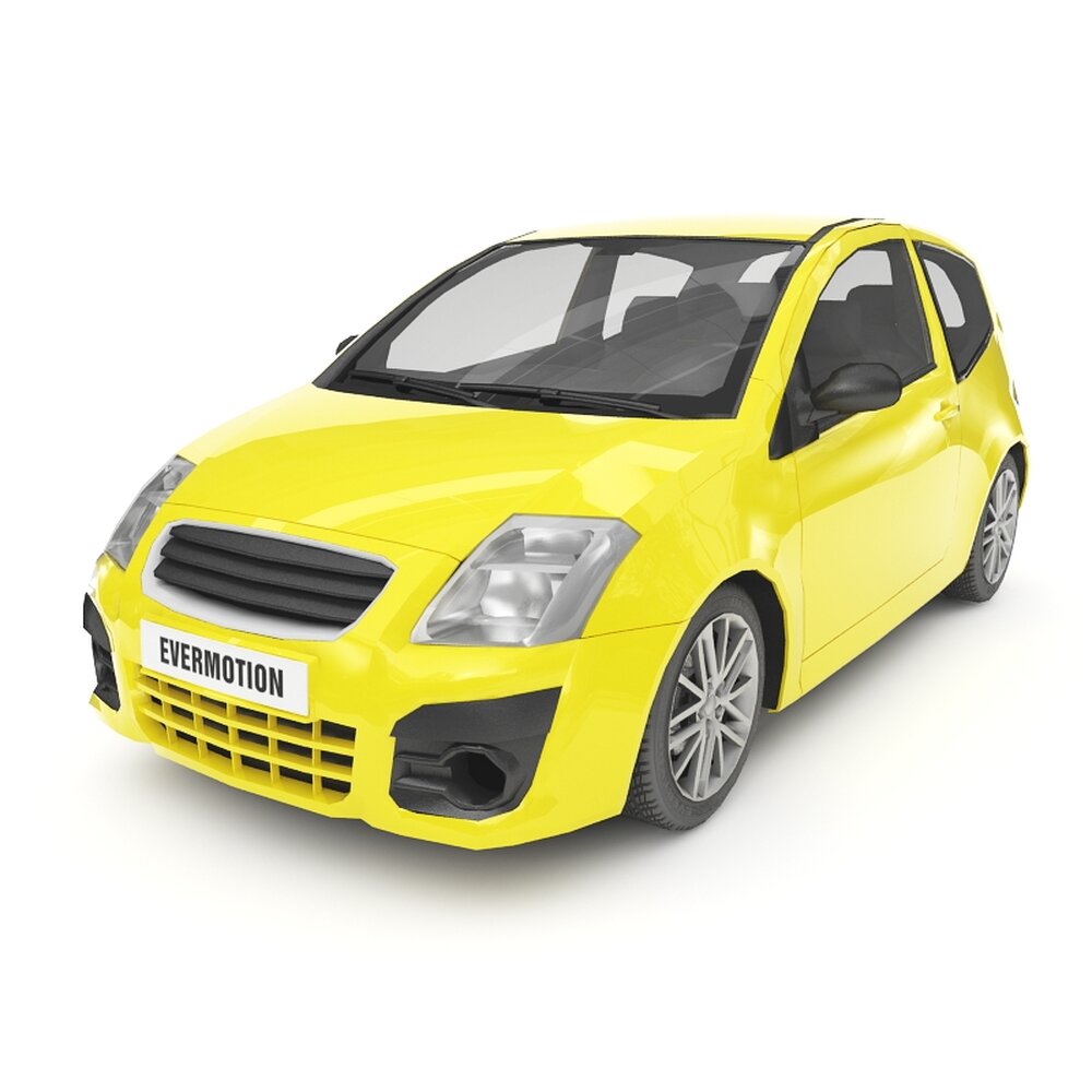 Yellow Compact Car 02 3d model