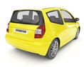 Yellow Compact Car 02 3d model back view