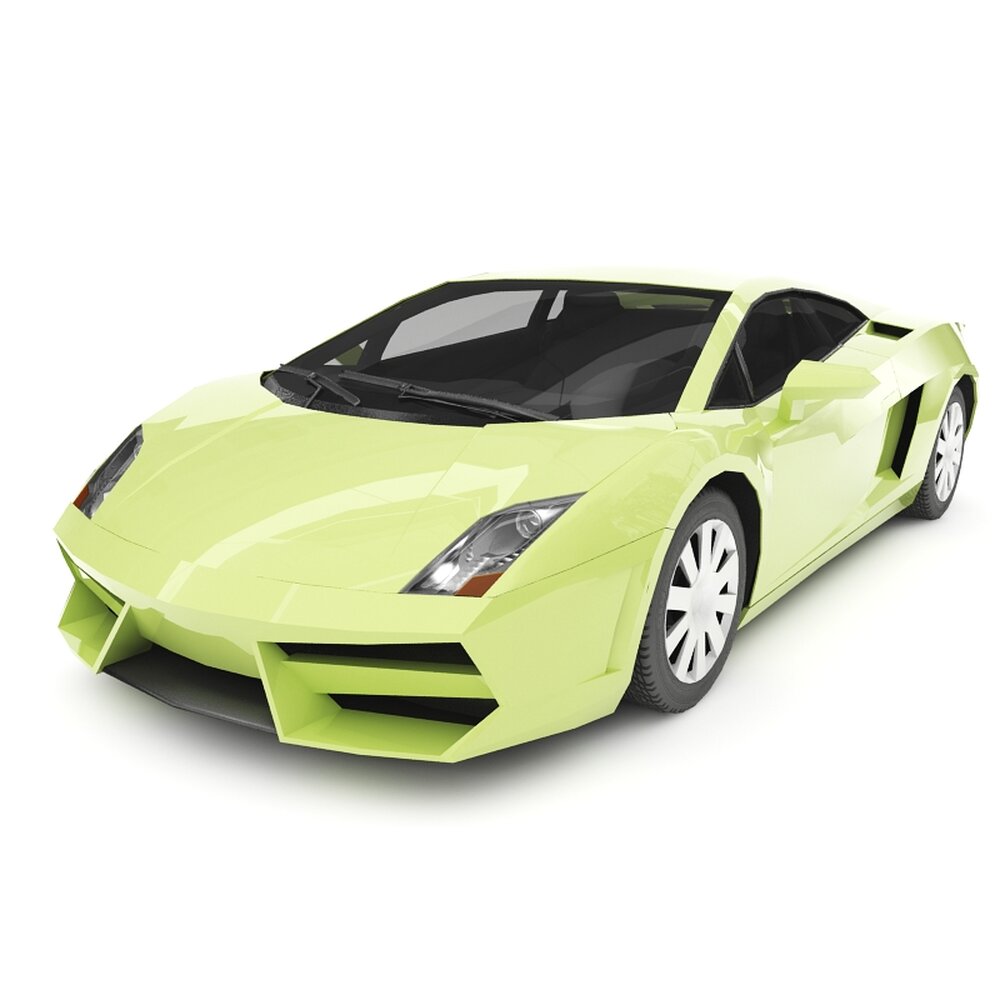 Lime Green Sports Car 3D 모델 