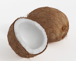 Whole and Halved Coconut 3D model