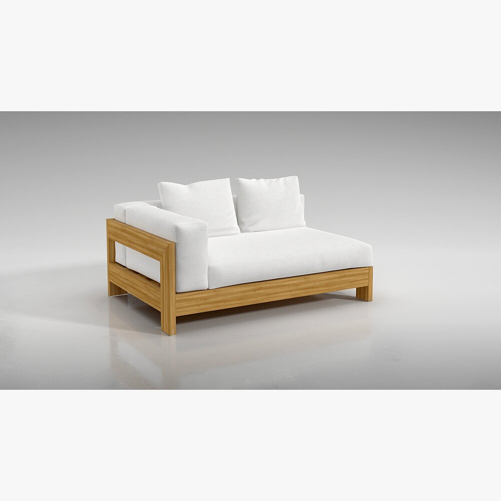 Modern Wooden Frame Sofa 3D-Modell
