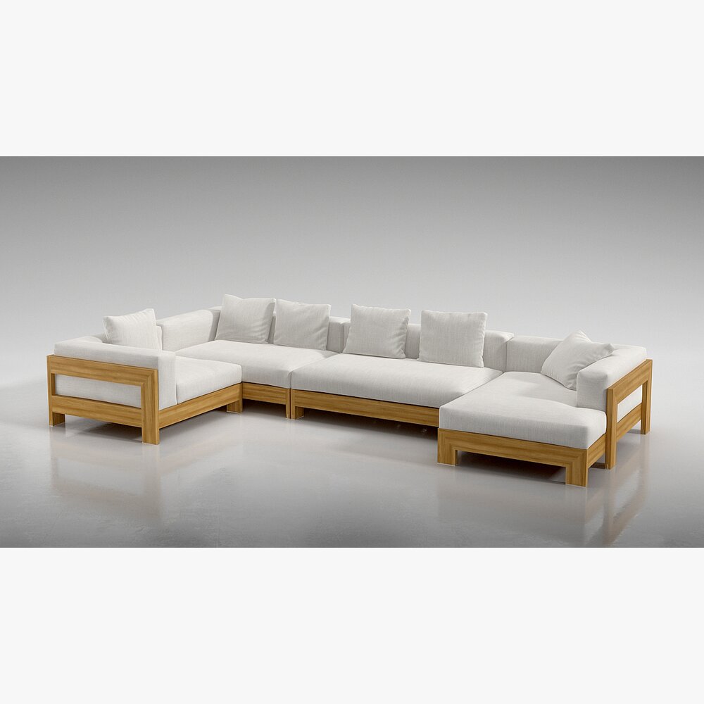 Modern White Sectional Sofa 3D 모델 