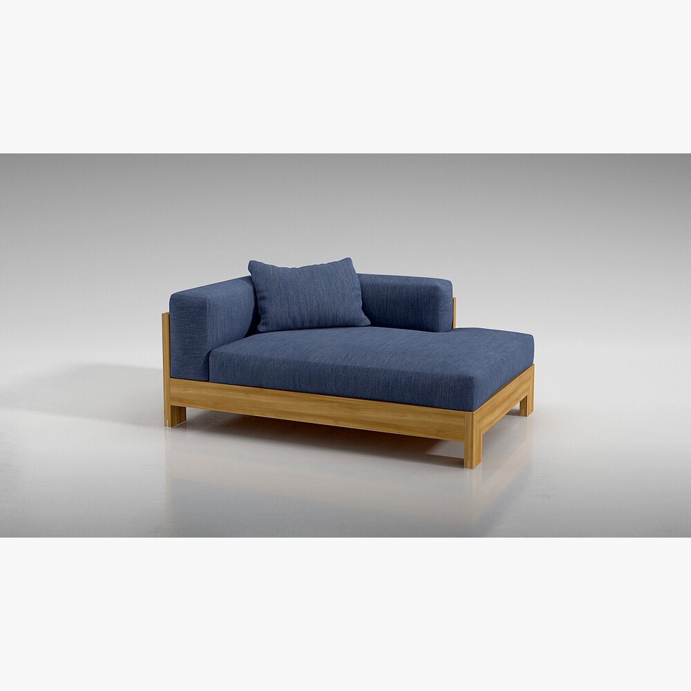Modern Blue Chaise Lounge 3D model