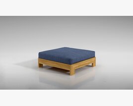 Wooden Base Upholstered Ottoman Modèle 3D