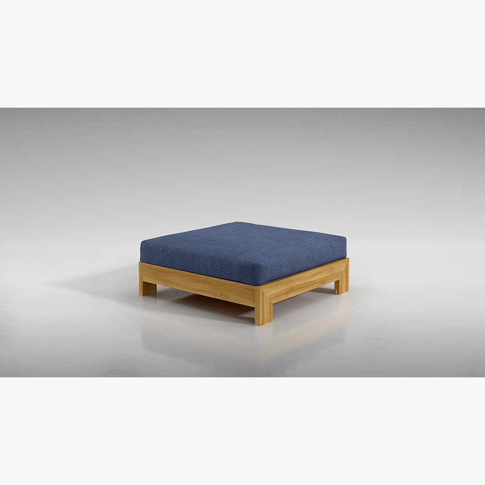 Wooden Base Upholstered Ottoman Modello 3D
