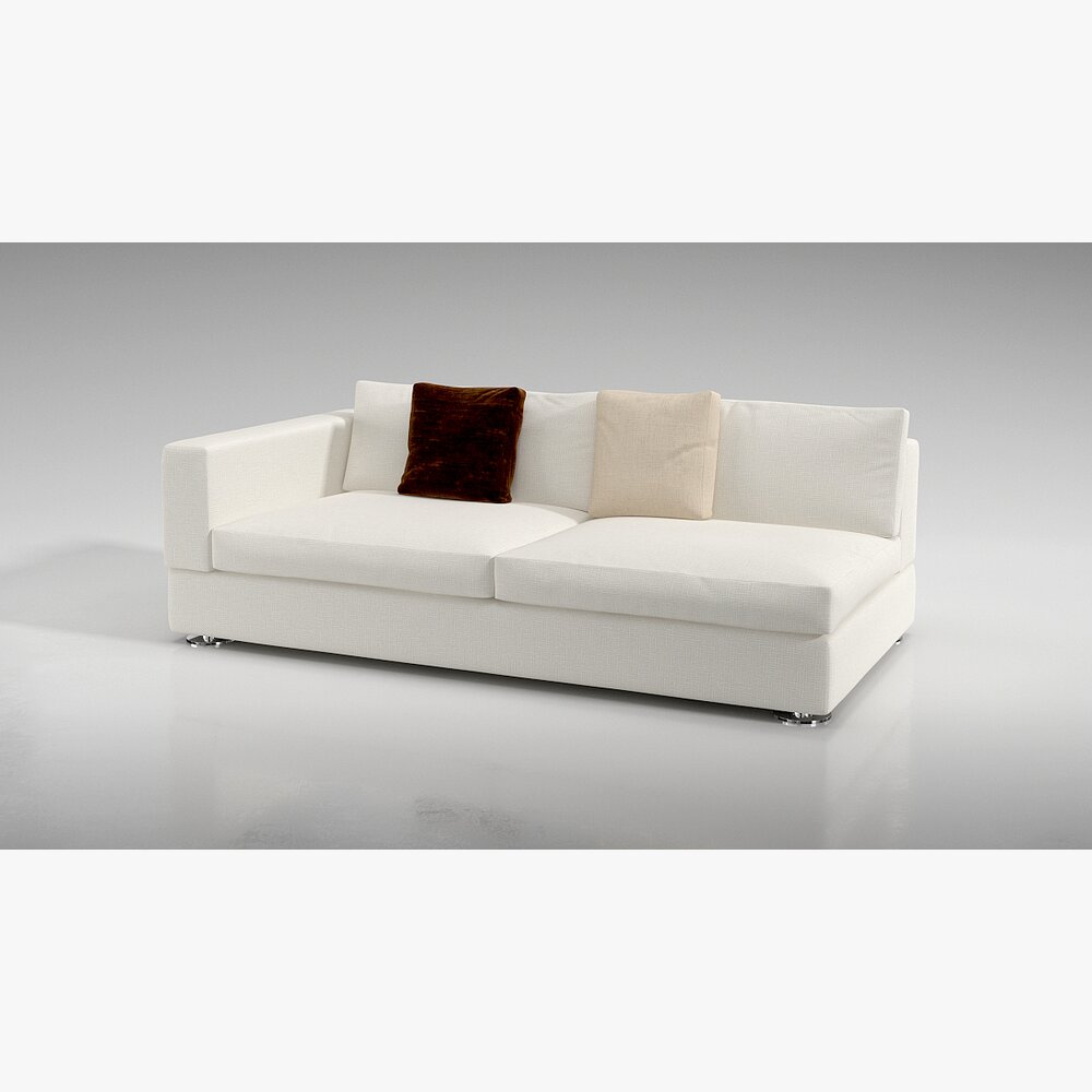 Modern White Sectional Sofa 02 3Dモデル