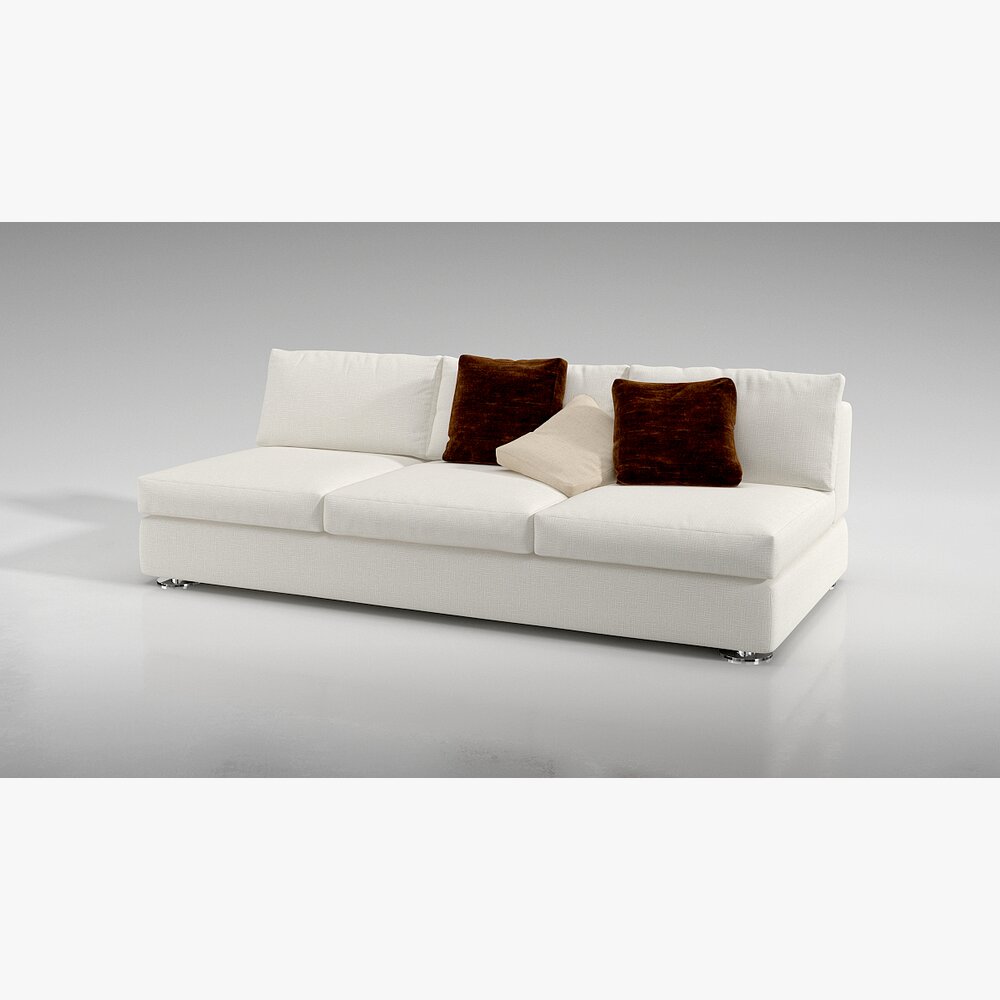 Modern White Sectional Sofa 03 Modello 3D