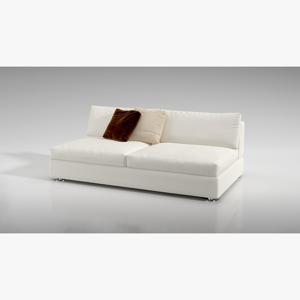 Modern White Sectional Sofa 04 Modello 3D