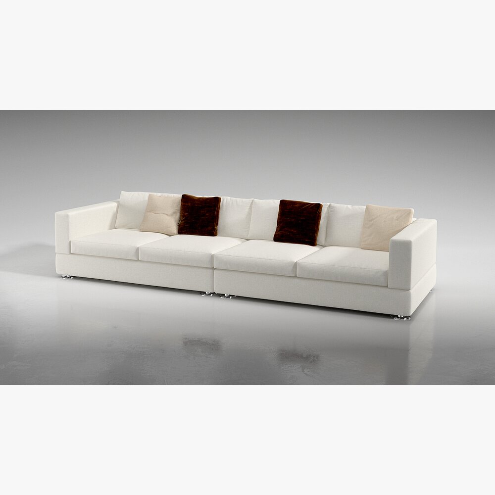 Modern White Sectional Sofa 05 Modello 3D
