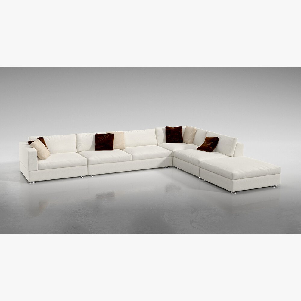 Modern White Sectional Sofa 06 3Dモデル