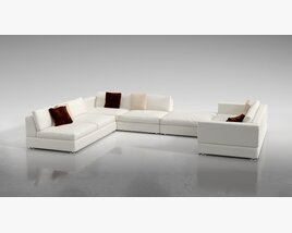 Modern White Sectional Sofa 07 Modello 3D
