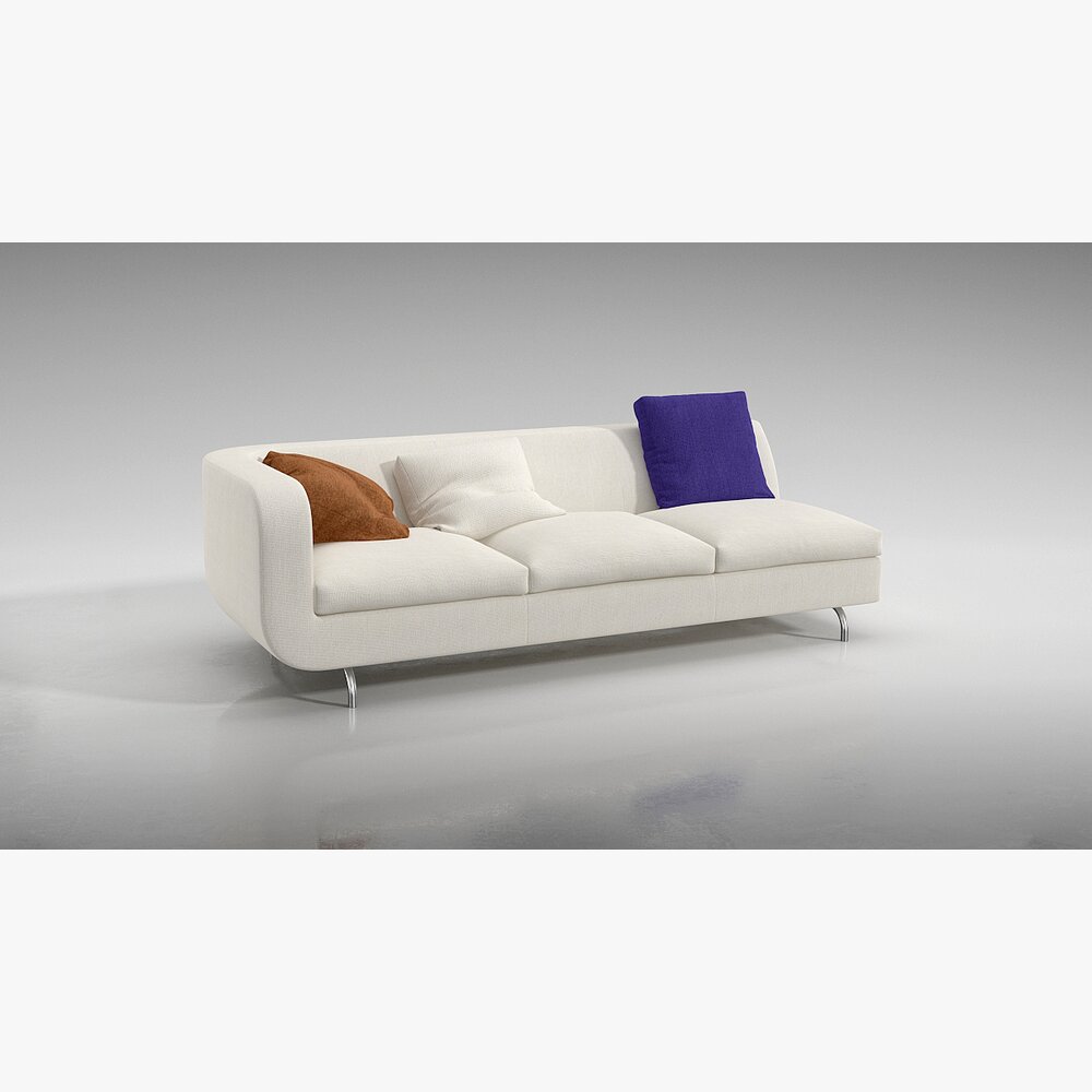 Modern White Modular Sofa 3D 모델 