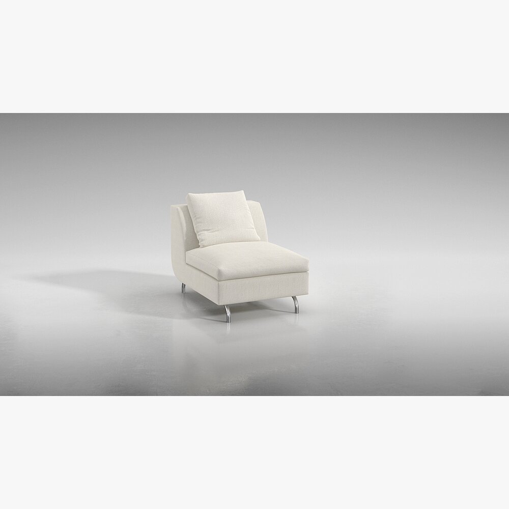 Modern White Chaise Lounge 02 3Dモデル